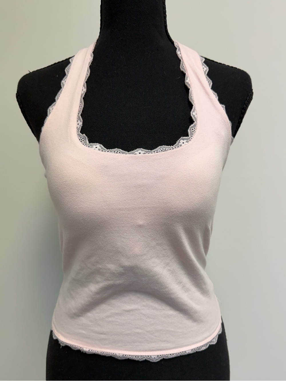 Sincerely Jules Pale Pink Lace-Trim Halter Tank